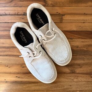 Sperry Women’s Captain’s Hemp Slip On Casual Flats boat shoes size 9 off white